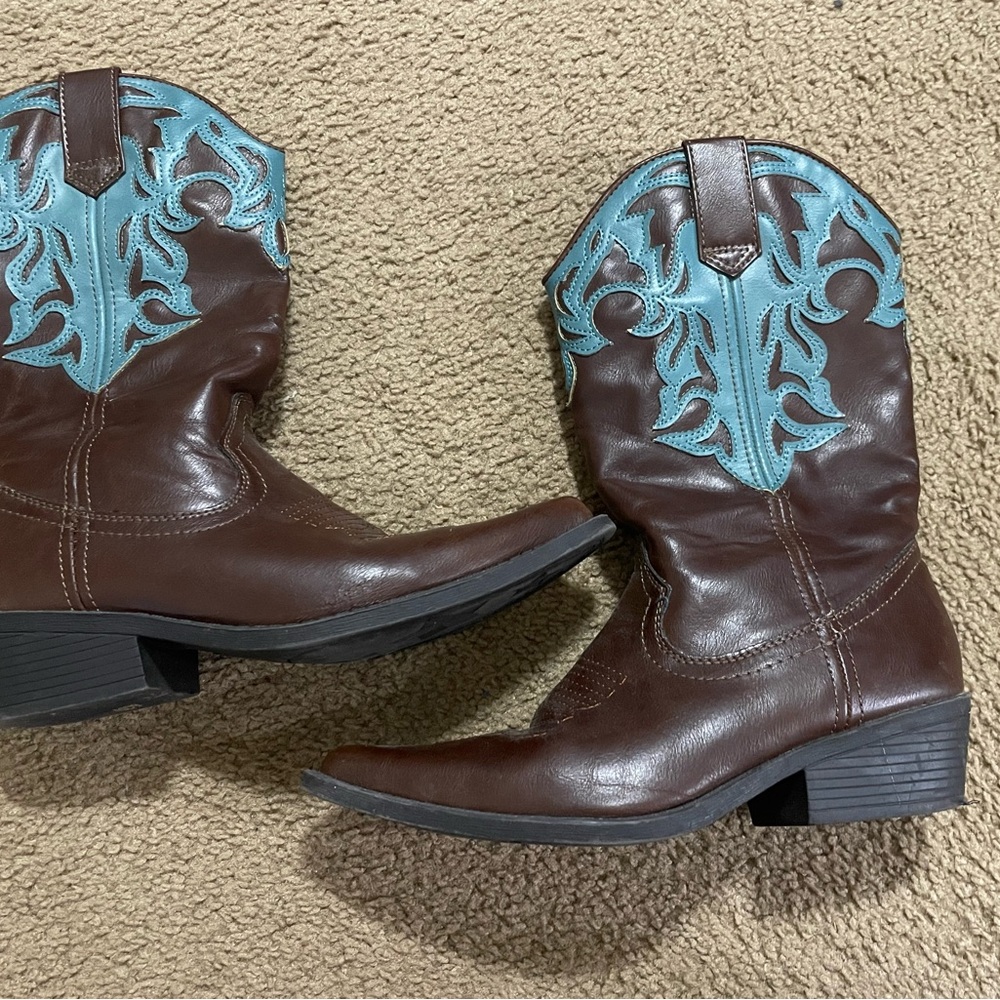 Madden Girl Brown and Blue Western Boots